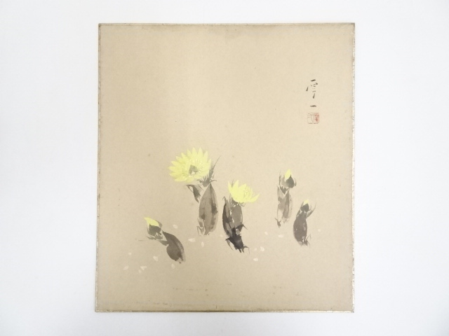 JAPANESE ART / HAND PAINTED SHIKISHI / FLOWER / BY KOICHI OKUMURA